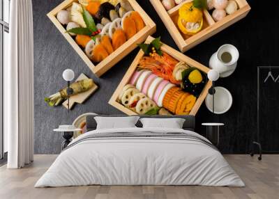 典型的なおせち料理　Japanese food  New Year dishes (OSECHI) Wall mural